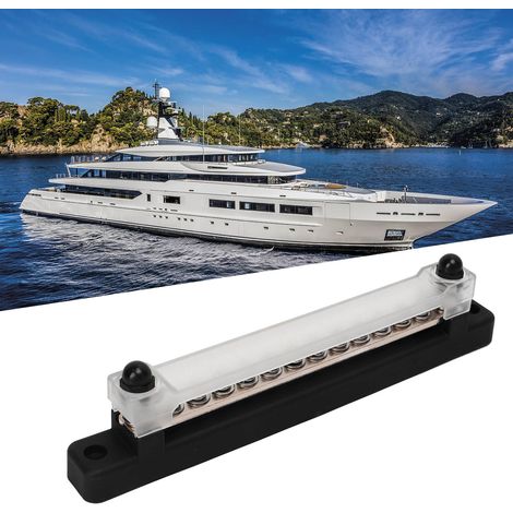 48V 150A 12-Kanal-Sammelschiene mit 2 Batterieanschlussbolzen, Anschlussdose mit Deckel + 12 Anschlussklemmen (Lieferung in einem Karton), schwarz (CP-0983) (1/5)