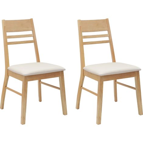 Dining Chairs 2 pcs Natural 43 x 54 x 89 cm Solid Rubber Wood vidaXL