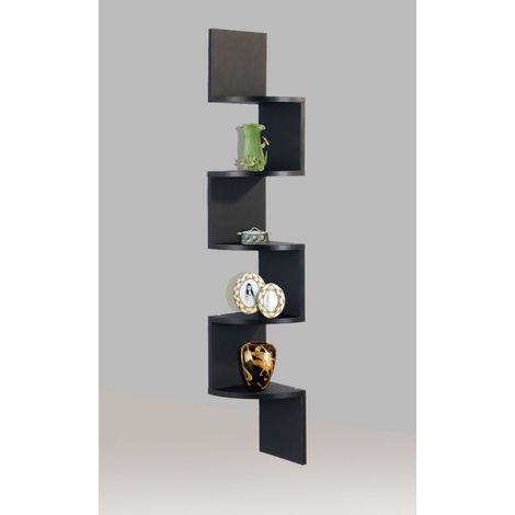 Lucca 5 Tier Wall Mounted Corner Shelf - Black