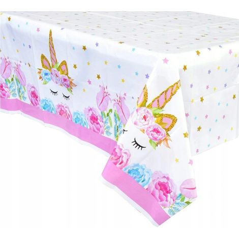 Tischdecke mit Einhorn-Folienmuster, 180x110cm, 1 Stück. (1/2)