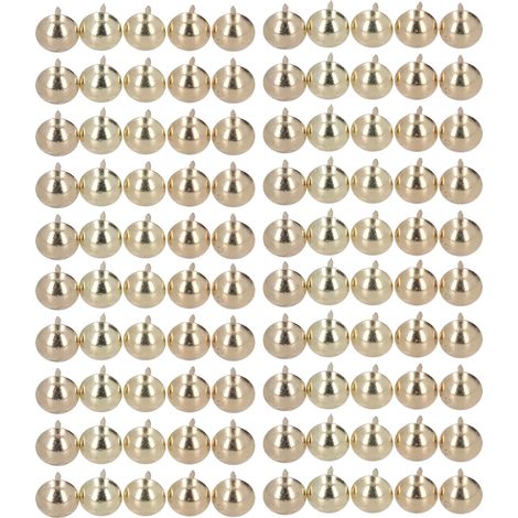 100 goldene Polsternägel, dekorative Möbelnägel, Nägel in Antikgold-Optik, zur Befestigung von Innenmöbeln, Packung mit 100 Nägeln (1/5)