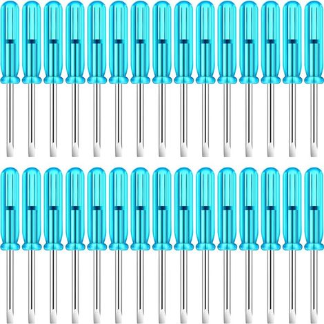100 Stück 2,0 mm Mini-Schraubendreher mit blauem Griff für Uhren, Mobiltelefone, Festplatten, Kameras, Computer, Reparaturwerkzeuge (Schlitz) (1/4)