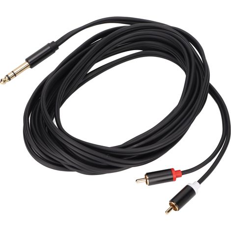 Câble audio 6.35mm Jack vers 2 RCA mâle, câble stéréo doré 5m, adaptateur pour home cinéma et équipement audio