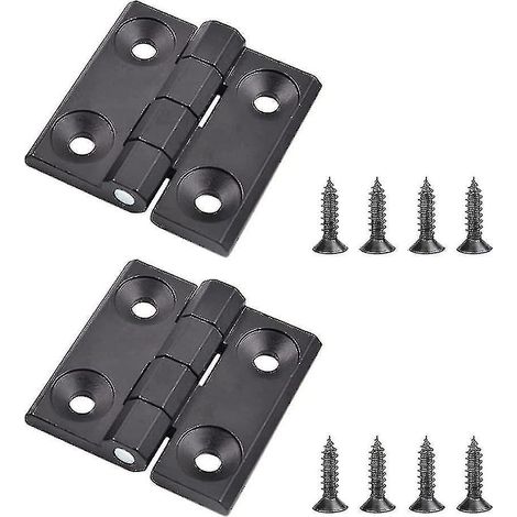 Lot de 2 charnières de porte de placard en alliage de zinc avec vis, noires, haute qualité (1/4)