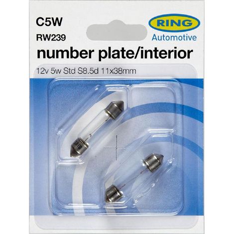 2 Ampoules12v 5w C5w 11x38mm -BLISTER- Ring