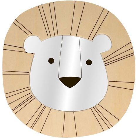 Miroir tête de lion en bois
