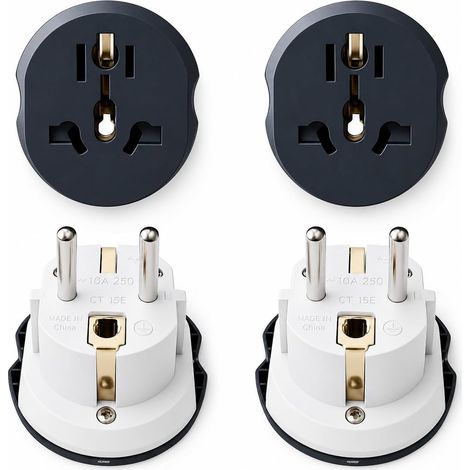 4PCS Adaptateur Universel de Voyage, Adaptateur Prise UK vers France, Prise Anglaise Adaptateur Français pour USA, Canada, Suisse, Chine Adaptateur Prise Américaine vers France (1/5)
