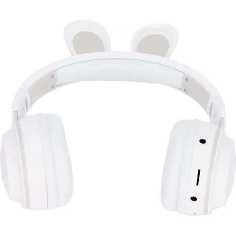Faltbare Bluetooth 5.0-Kopfhörer für Kinder, mit Hasenohren, farbigem LED-Licht, weiß, ideal für Online-Lernen auf PC und Tablet. (1/5)