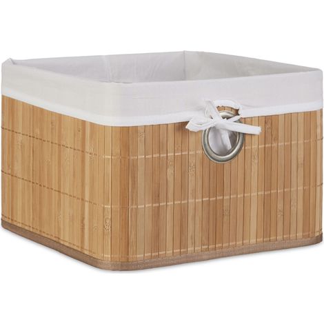 Cesto portaoggetti pieghevole per scaffale 20 x 31 x 31 cm pratico decorativo in bambù naturale 130005770