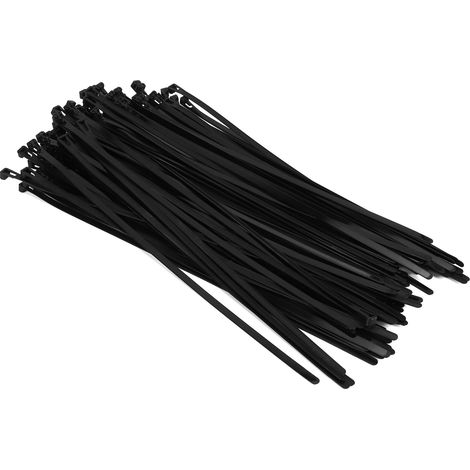 100 Pièces Attaches Câbles Nylon Multiusage, pour Fixation et Rangement, 8x400mm Noir