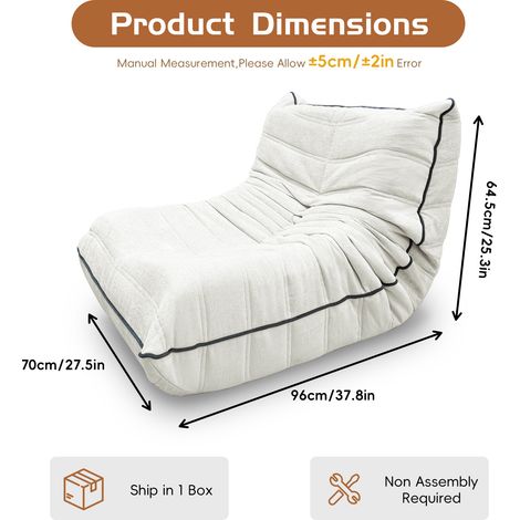 Poltrona sacco flanella bianca relax OKMYHOME (1/2)