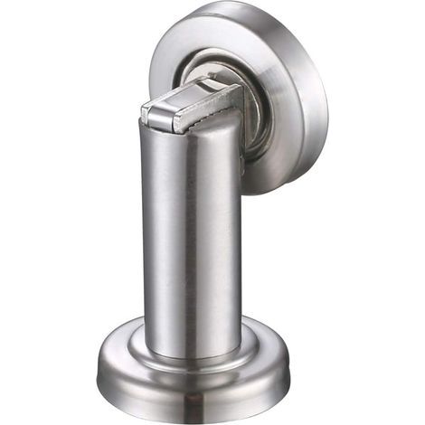 Magnetic door stop, metal wall-mounted door stop, metal and wood door latch with magnet, brushed nickel (1/5)