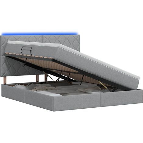 Cama de almacenamiento LED con colchón Gris Claro 160 x 200 cm vidaXL (1/5)
