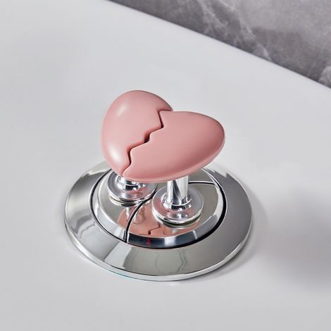 Bouton De Chasse D Eau En Forme De Coeur - Pour Réservoir De Toilette - Fixation Adhésive - Compatible Avec La Plupart Des Modèles - Lot De 2 (1/5)