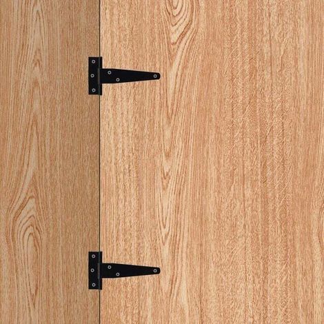 Lot de 10 charnières en T noires antirouille avec vis de charnière de porte, charnière de porte en bois de jardin, charnière de porte extérieure durable, fenêtre, garage, 5,1 cm (noir) (1/4)