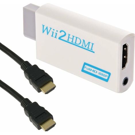 ZVD Adaptateur Wii vers HDMI, convertisseur Wii vers HDMI 720P/1080P avec câble HDMI avec port HDMI et prise 3,5 mm – Prend en charge tous les modes d'affichage Wii (Blanc) (1/4)
