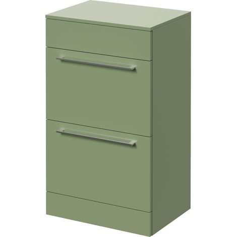 Napoli 390 Olive Green 500mm 2 Drawer Vanity Unit for Countertop Basins - 500mm - Chrome 320mm Handle
