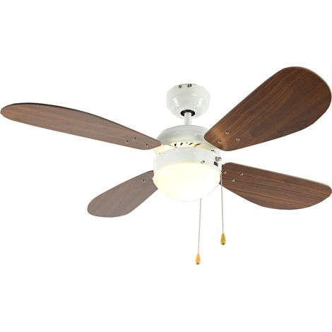 Ceiling fan Classic White / Walnut with Light