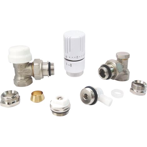Kit radiateur robinet thermostatique equerre 15/21 (1/4)