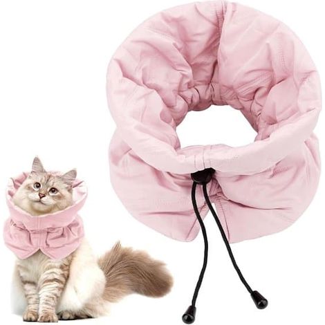 Collier souple et ajustable pour la cicatrisation des plaies chez le chat - empêche le léchage des plaies et favorise la cicatrisation (rose, M) (1/5)