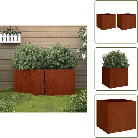Jardinières 2 pcs 32x30x29 cm acier corten - Jardiniere - Pot De Fleurs - Acier Corten - Bac À Fleurs - Déco Jardin (1/5)