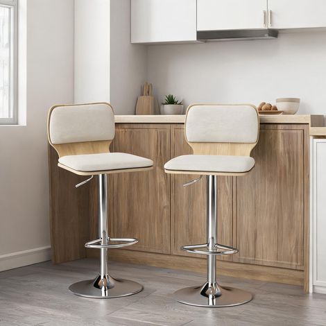 Tabouret de bar beige en lino métal 47,5 x 41 x 102 cm (1/5)