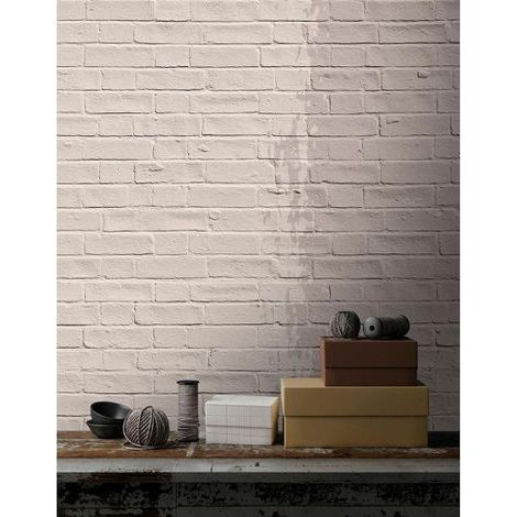 Papier peint panoramique original effet mur en brique Tapisserie panoramique idéale pour chambre Papier peint panoramique beige crème pour bureau (1/3)
