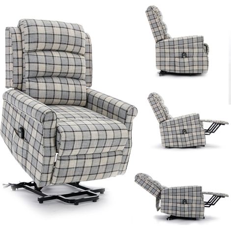 Electric Recliner Lift And Tilt Armchair Riser - Green Check