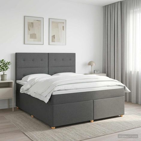 Cama box spring con colchón Gris oscuro 140 x 200 cm Tela (1/5)