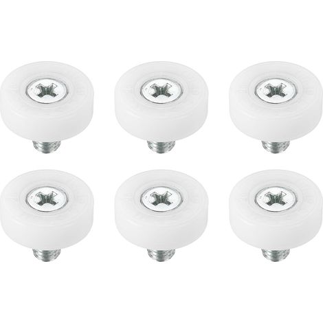 Roulettes de Tiroir, Lot de 6 Roues en Plastique Blanc avec Roulement à Billes, Montage Latéral, POM, Acier Inoxydable (1/5)