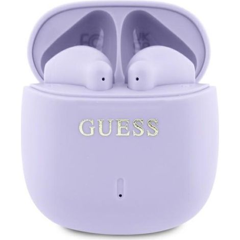 Cuffie Bluetooth Guess GUTWSJ14ESGU TWS + Docking Station, viola/viola, logo classico stampato (1/4)