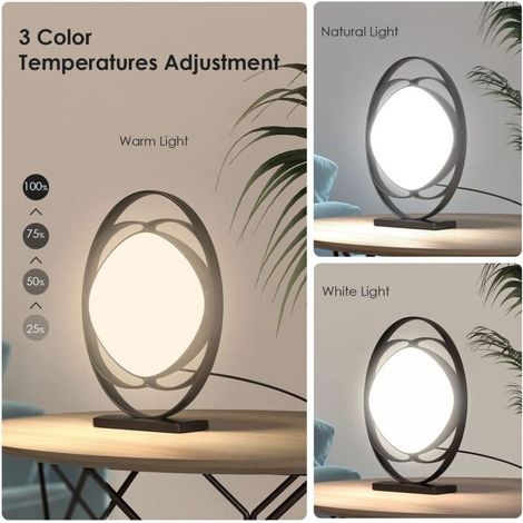 Lámpara de fototerapia OIMG – Luz solar con 3 temperaturas de color, 5 niveles de brillo ajustables, temporizador y función de memoria – Luz ambiental para oficina y hogar (1/3)