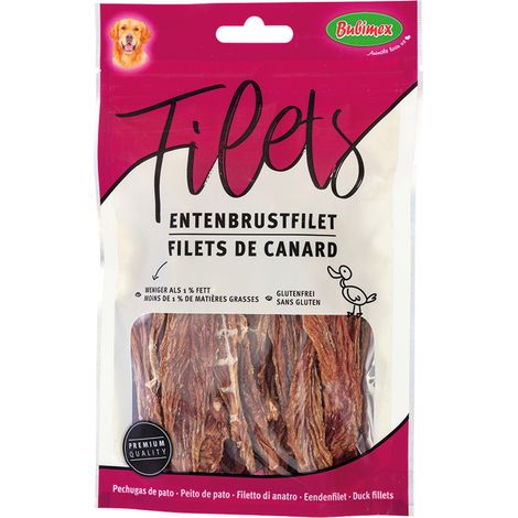 Filet de canard pour chien – Friandise faible en matières grasses 70g – Découpé en lamelles – Saveur canard – Bubimex