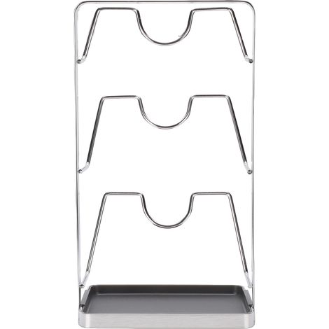 Porte-couvercles de comptoir en acier inoxydable, organisateur de planche à découper, support à couvercles de casseroles pour la cuisine, 3 niveaux (1/5)