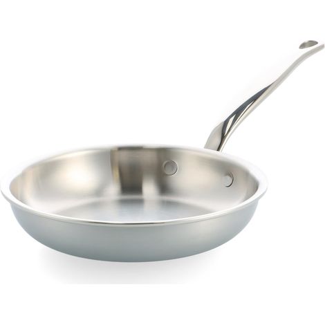 Poêle Inox 18/10, 20 cm, Multicouche, Inox Poli, Compatible Induction, Lave-Vaisselle, Passe au Four 220 °C, Argent