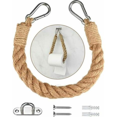 Stilvoller Handtuchhalter aus Hanfseil, Toilettenpapierhalter aus Seil, Vintage-Toilettenpapierhalter mit Schrauben, Retro-Accessoire, Badezimmer- und Küchendekoration (1/5)