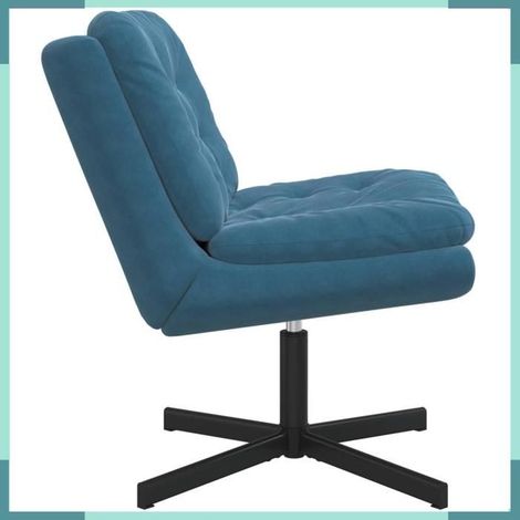 Fauteuil relaxant pivotant - 42007359 - Velours bleu - Ergonomique - 63 x 75 x 76 cm (1/5)