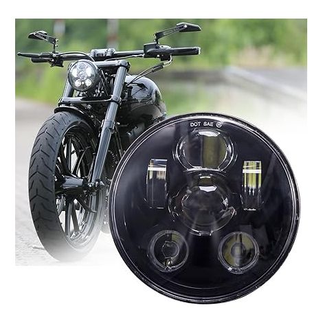 Phare LED Moto Rond 5,75 Pouces 45W 6500K Feux Avant Moto Imperméable 12V 883 1200 Dyna Softail Custom Cafe Racer Scrambler (1/5)