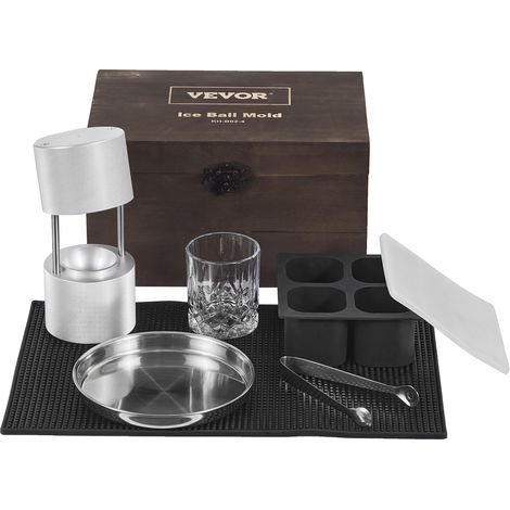 VEVOR Kit de Prensa de Bolas de Hielo Prensa de Hielo de Aleación de Aviación con Molde para Bloques de Hielo Fabricador de Bolas de Hielo Redondas de 60 mm, para Whisky, Cócteles en Fiestas