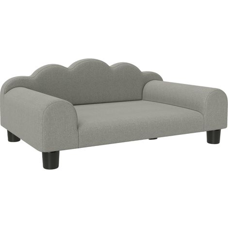 Elevated Dog Sofa Bed, Breathable Pet Sofa with Backrest and Armrest for Small Dogs, Grey