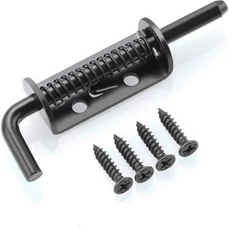 Loquet Porte en Métal Massif Longueur 9 cm, Verrou Porte Exterieur/Coulissante Noir Antirouille pour Portes, Fenêtres et Clôtures