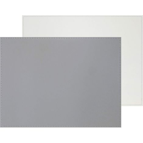 Set de Table, Simili Cuir, Blanc/Gris, 40 x 30 cm (1/4)