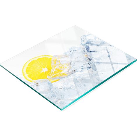 Tabla de cocina de vidrio templado con dise帽o de cubitos de hielo de lim贸n, 60x52 cm. (1/5)
