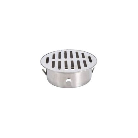 Siphon de sol rond, 1 pièce, couvercle de siphon de sol en acier inoxydable, siphon de sol bloquant pour balcon et cour extérieure, 12,8 x 12,8 cm (ouverture peu profonde 110)- Crezuo (1/4)