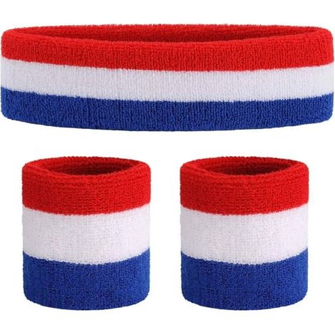 Ensemble de bandeau de sport bandeau de sport ensemble de bracelets bandeaux de transpiration bracelet en tissu éponge bandeau d (1/3)