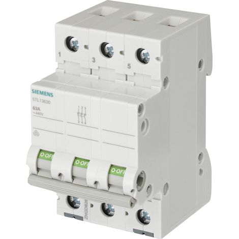 Siemens sentron - Interruptor 70mm 400v 3 módulos 35mm2 3 polos 63a (1/5)