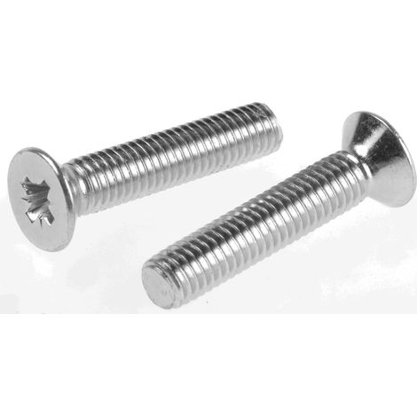 Vis à métaux RS PRO M5 à tête Fraisée Pozidriv en Acier, 25mm ( Prix pour Sachet de 100 )