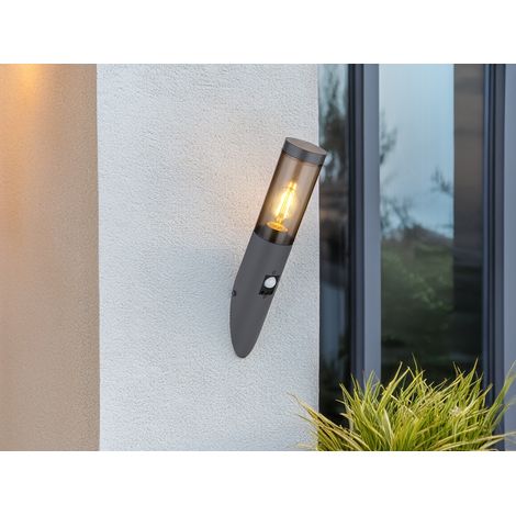 LED Außenwandleuchte Anthrazit & Rauchfarben mit Bewegungsmelder, Höhe 41cm (1/5)