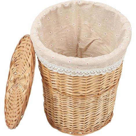 Panier de Rangement en Osier Tressé Main Couvercle, Grosse Capacité, Multifonctionnel et Élégant Maison Hôtels (1/5)
