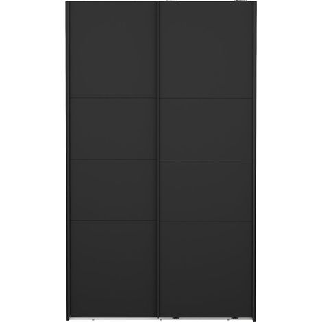 Catania Kleiderschrank 201x119x65cm, 2 Schiebetüren matt schwarz. (1/5)